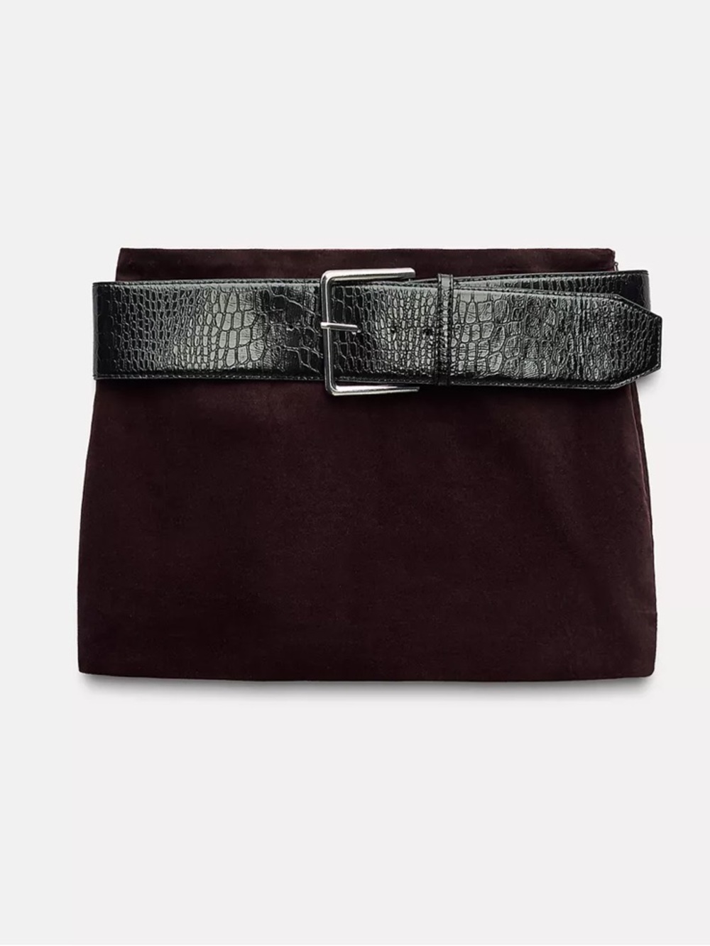 Zara Skirt with Black Croc-Texture Belt